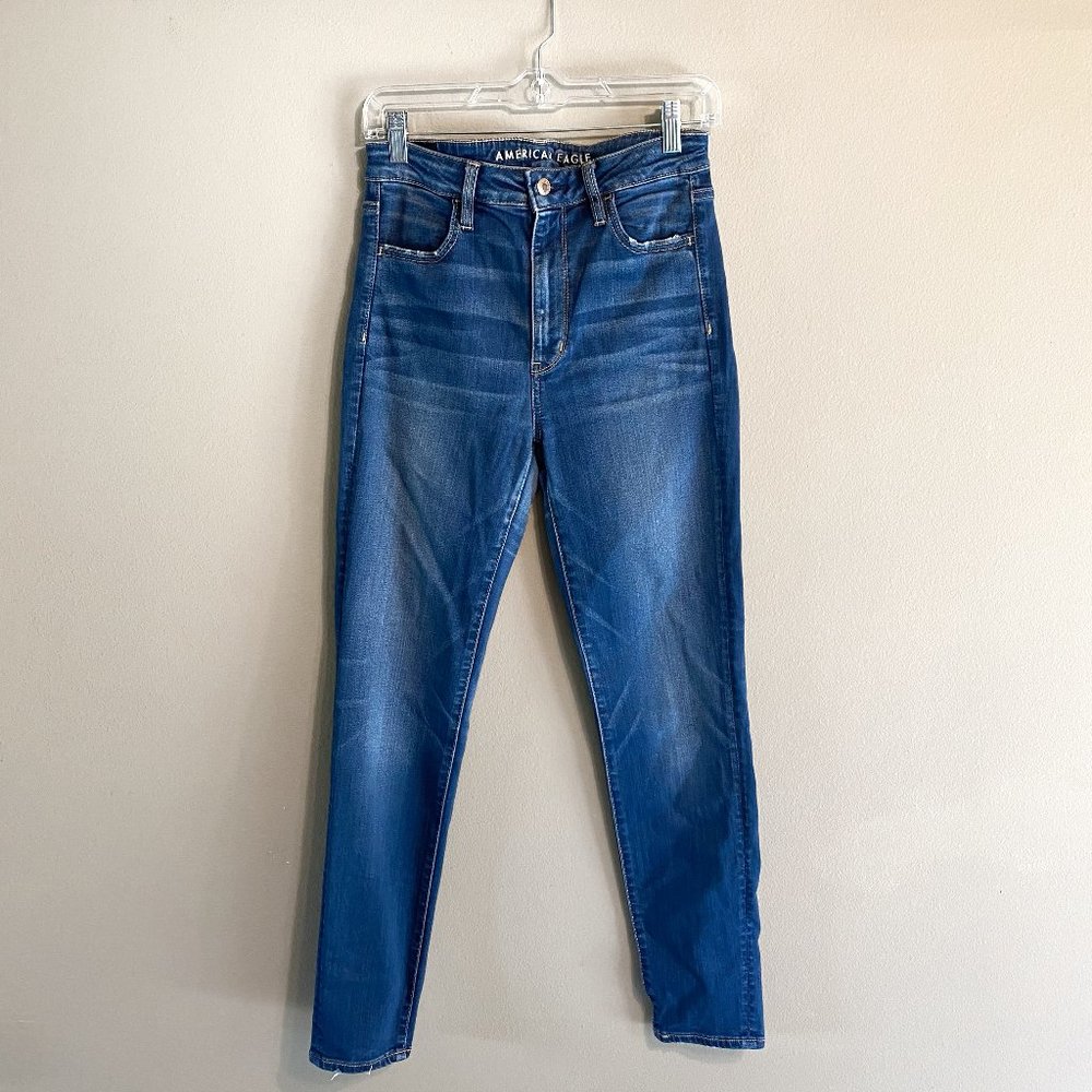 American Eagle Super Stretch Super Hi-Rise Jegging Dark Wash Size 8